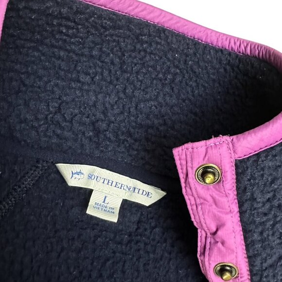 SOUTHERN TIDE Sherpa Fleece Navy Blue Winter Casual Jacket Womens Large - Picture 5 of 6